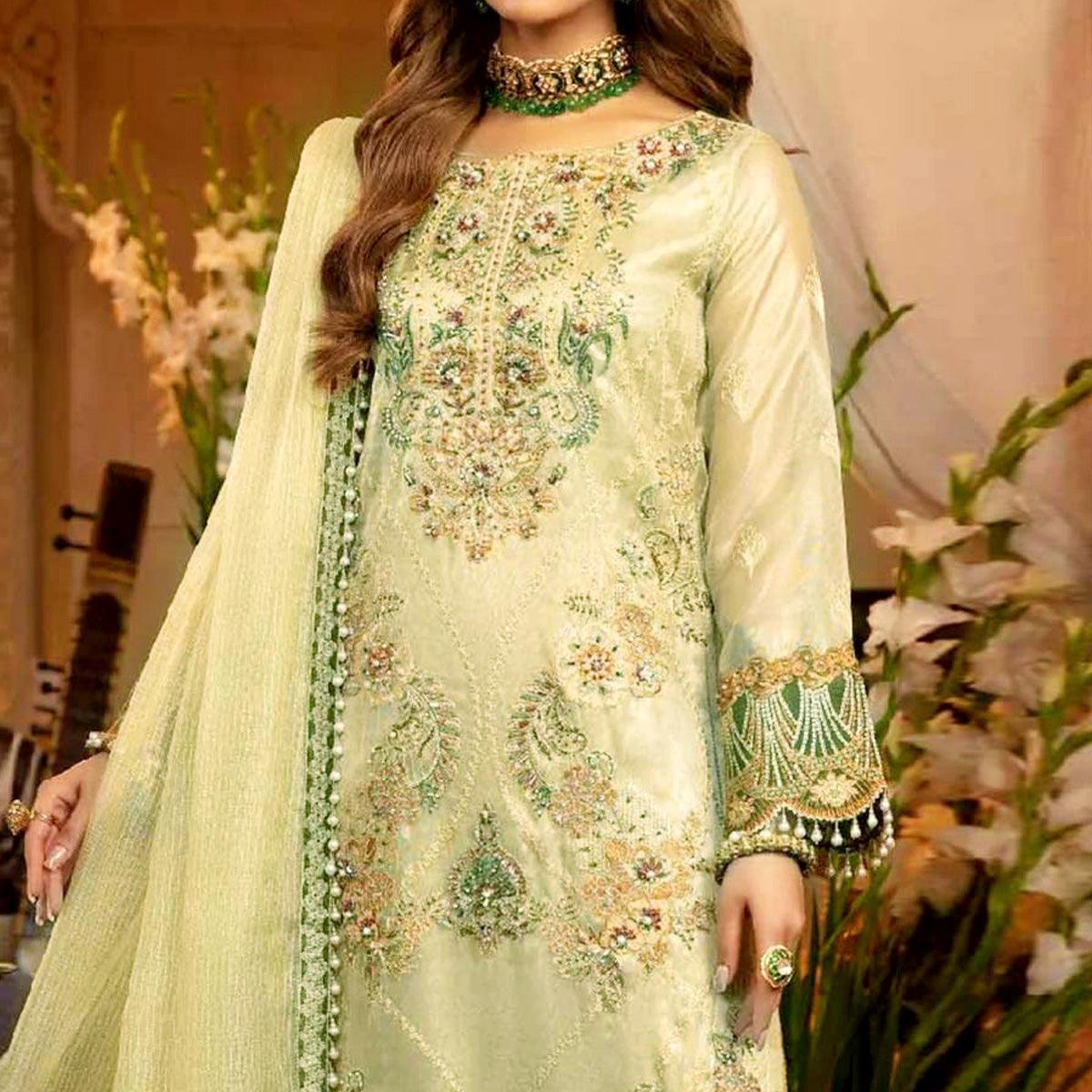 Chikoo Embroidered Georgette Pakistani Suit - Peachmode