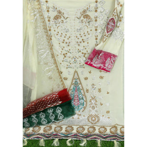 Chikoo Floral Sequence Embroidered Georgette Pakistani Suit - Peachmode