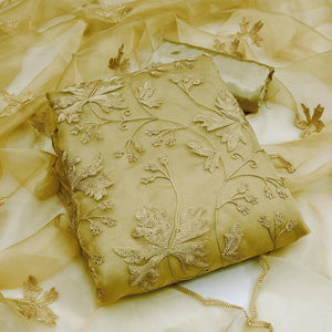 Chiku Embroidered Organza Dress Material - Peachmode