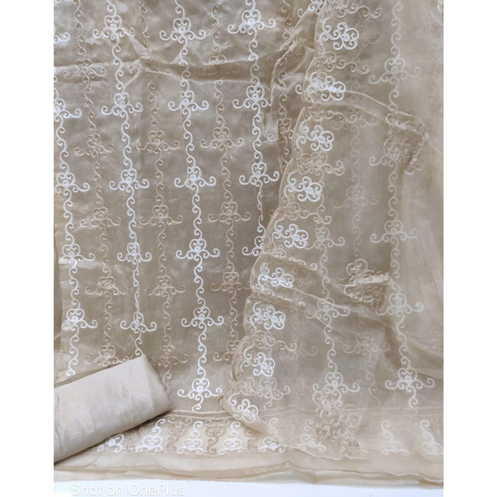 Chiku Festive Wear Embroidered Organza Dress Material - Peachmode