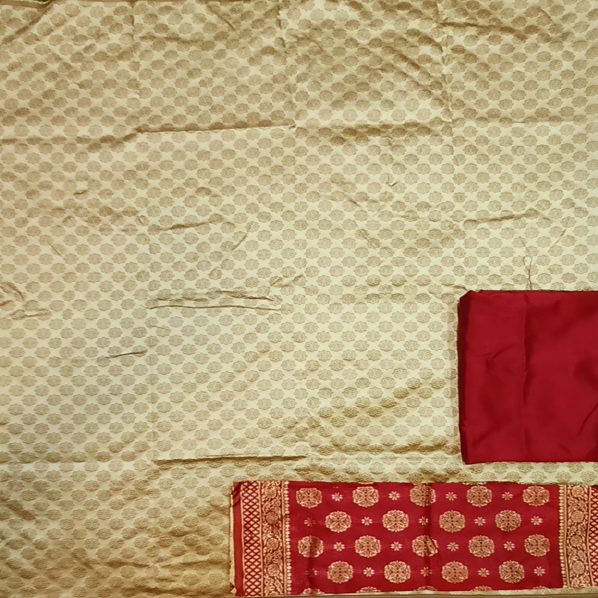Chiku Festive Wear Woven Banarasi Silk Dress Material - Peachmode