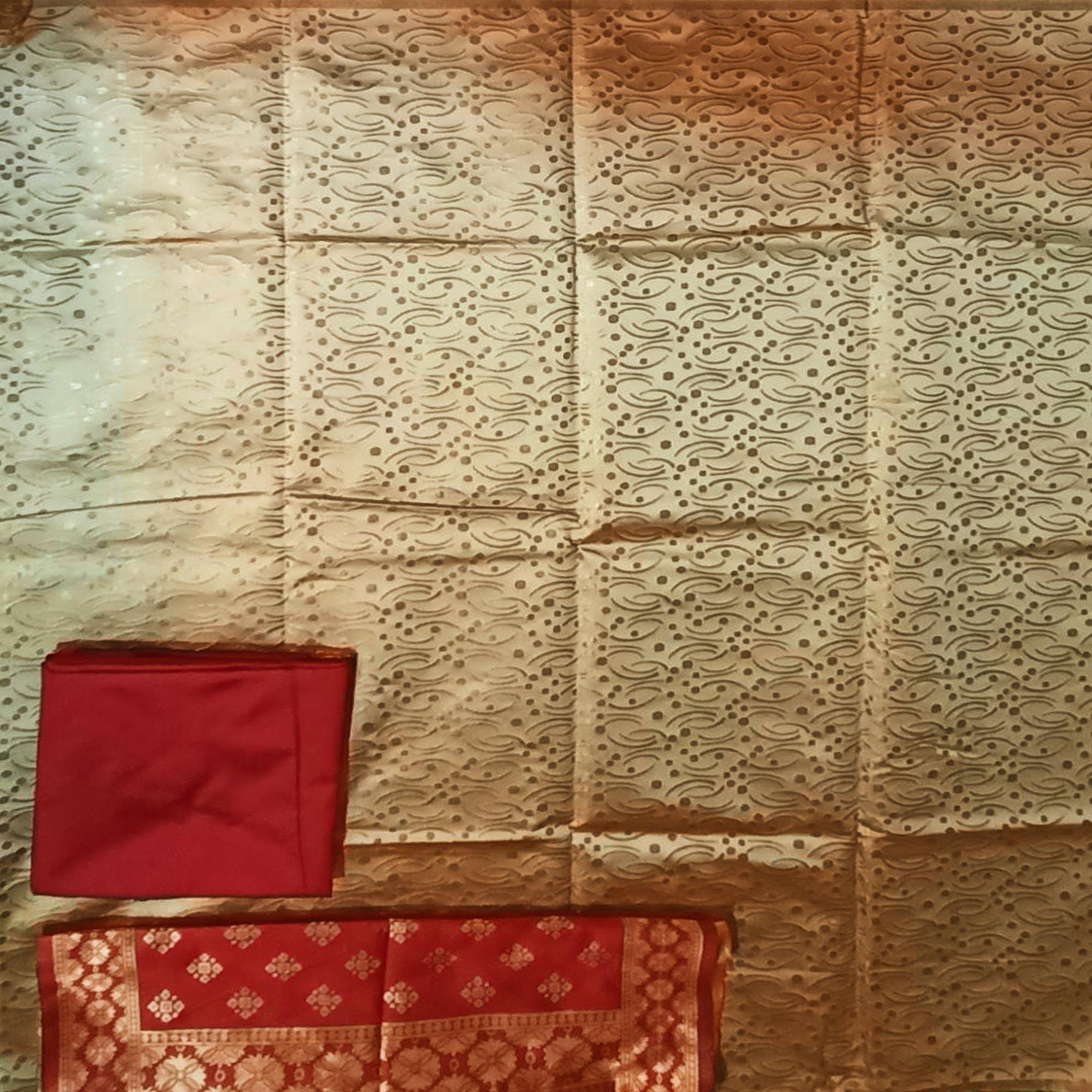 Chiku Festive Wear Woven Banarasi Silk Dress Material - Peachmode