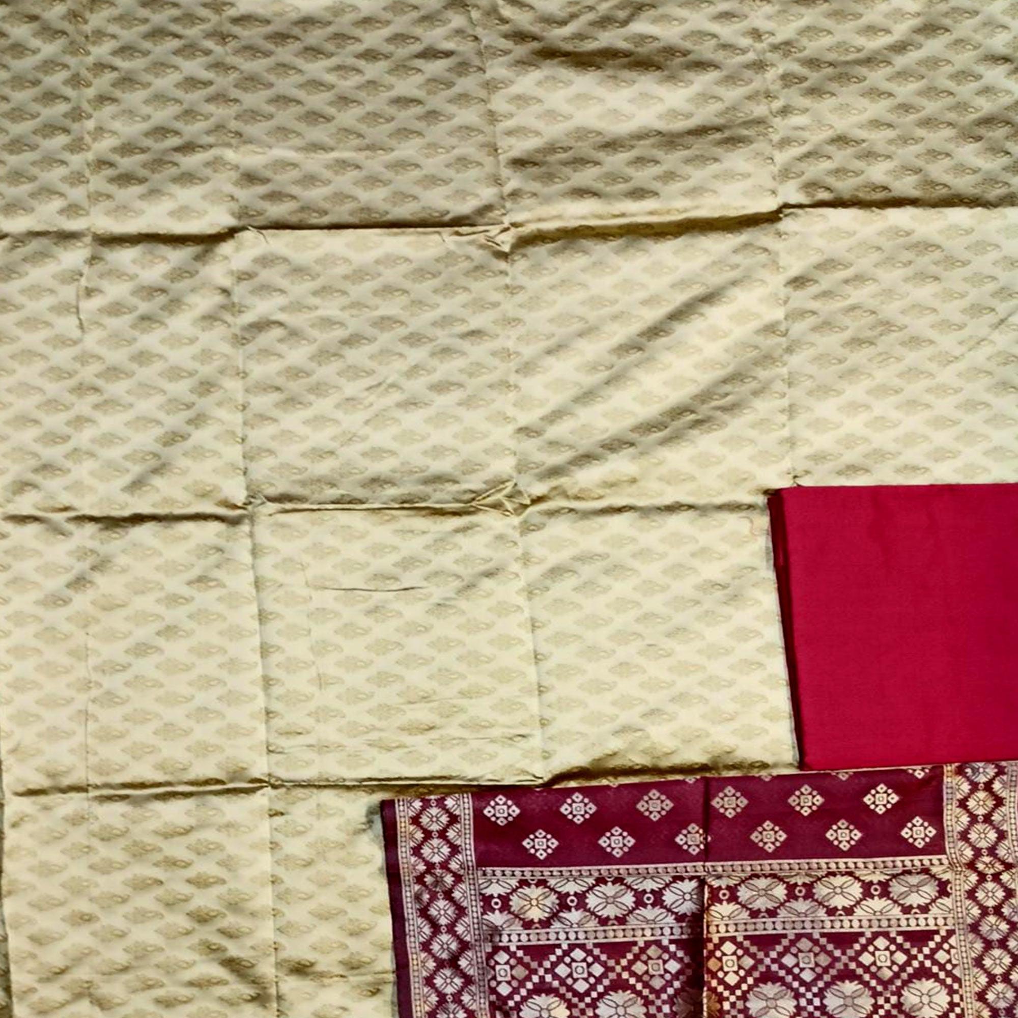 Chiku Festive Wear Woven Banarasi Silk Dress Material - Peachmode
