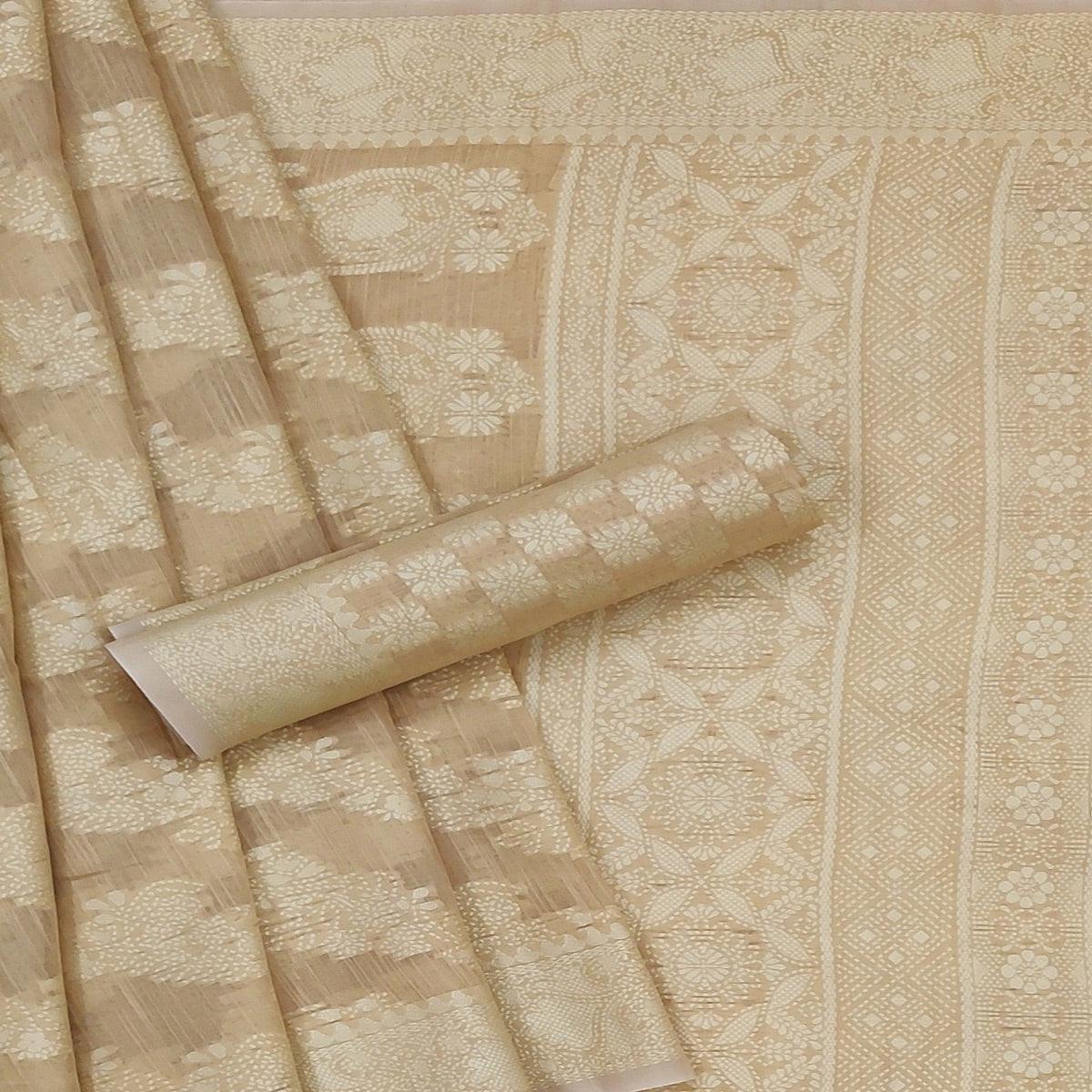 Chiku Festive Wear Woven Cotton Saree - Peachmode