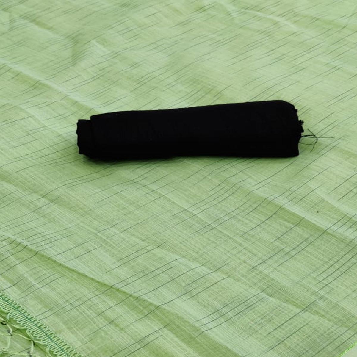 Classy Mehendi Green Colored Casual Wear Solid Cotton Saree - Peachmode