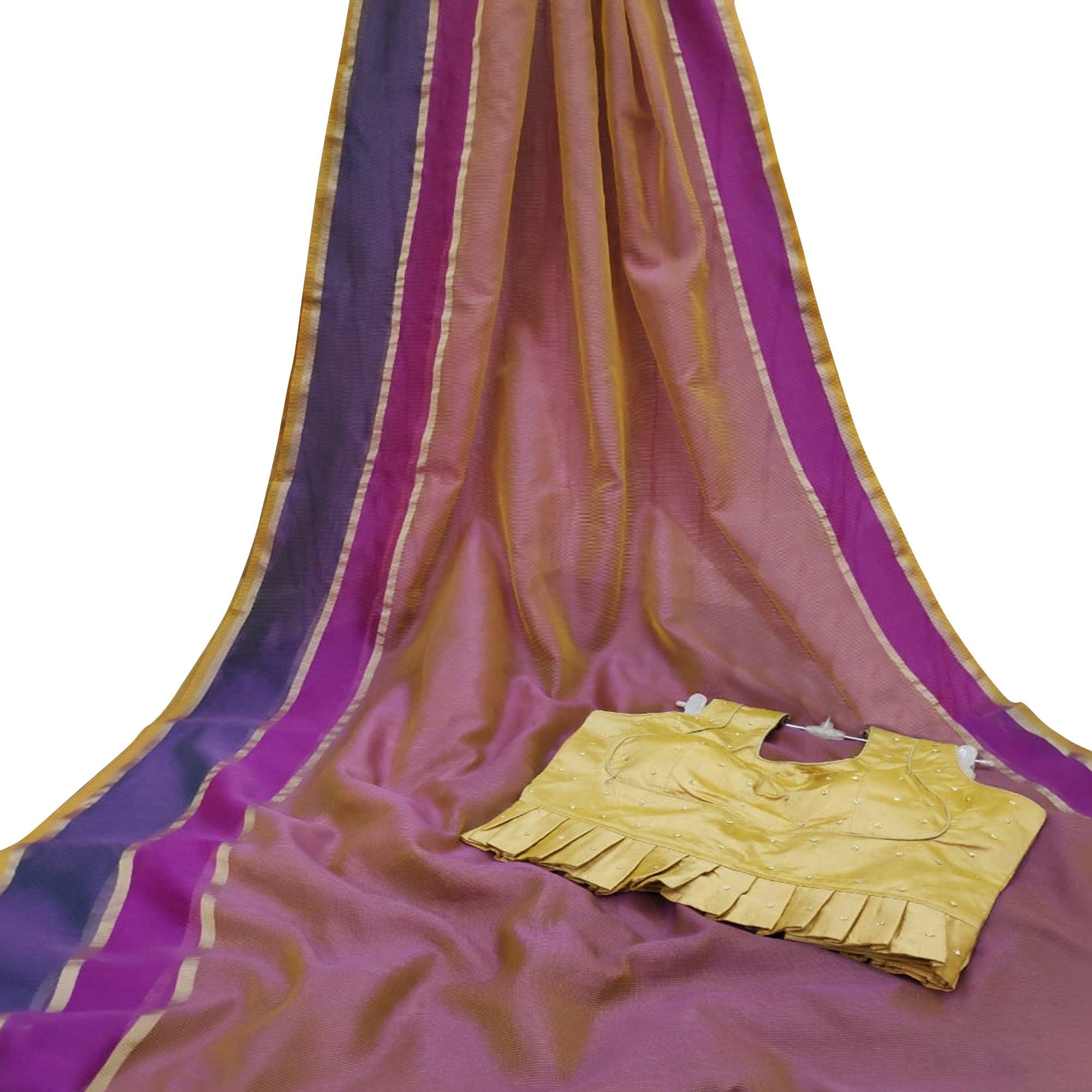 Classy Purple Colored Festive Wear Woven Silk Saree - Peachmode