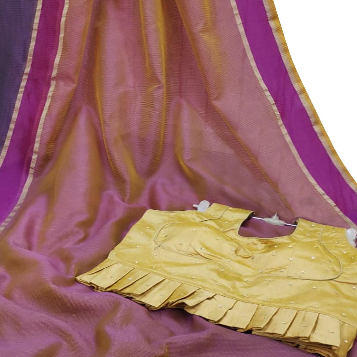 Classy Purple Colored Festive Wear Woven Silk Saree - Peachmode