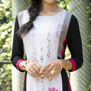 Classy White Colored Casual Printed Rayon Kurti - Peachmode