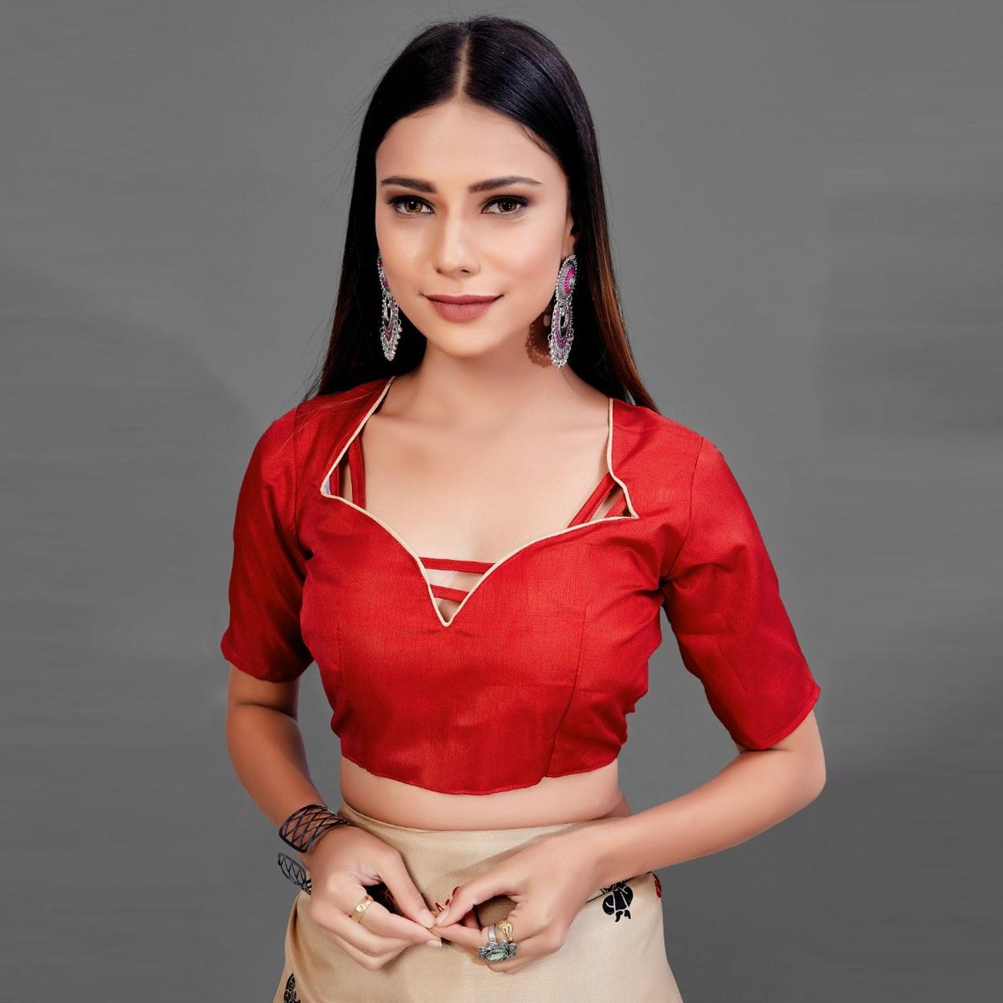 Cream Casual Manipuri Silk Saree With Unstitched Blouse - Peachmode