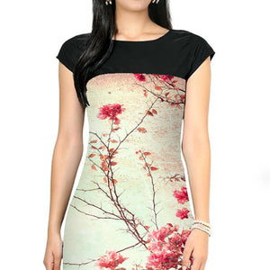 Cream Colored Casual Floral Print Kurti - Peachmode