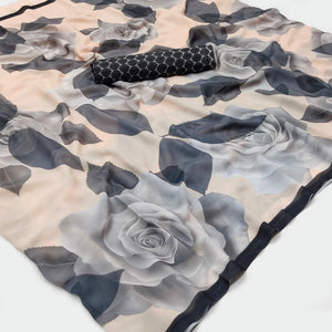 Cream Digital Printed Georgette Saree - Peachmode