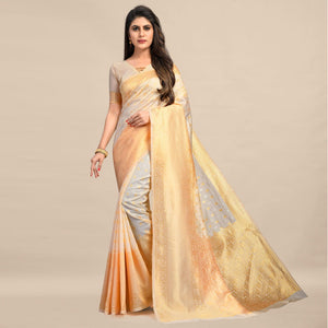 Cream Festive Wear Rich Woven Border Soft Banarasi Silk Saree - Peachmode