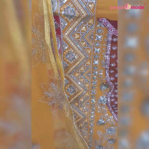 Mustard Embroidered Georgette Pakistani Suit