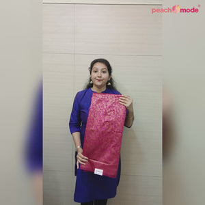 Pink Woven Art Silk Saree With Tassels