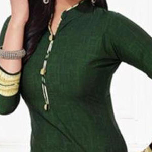 Dark Green Casual Wear Printed Leon Patiala Dress Material - Peachmode
