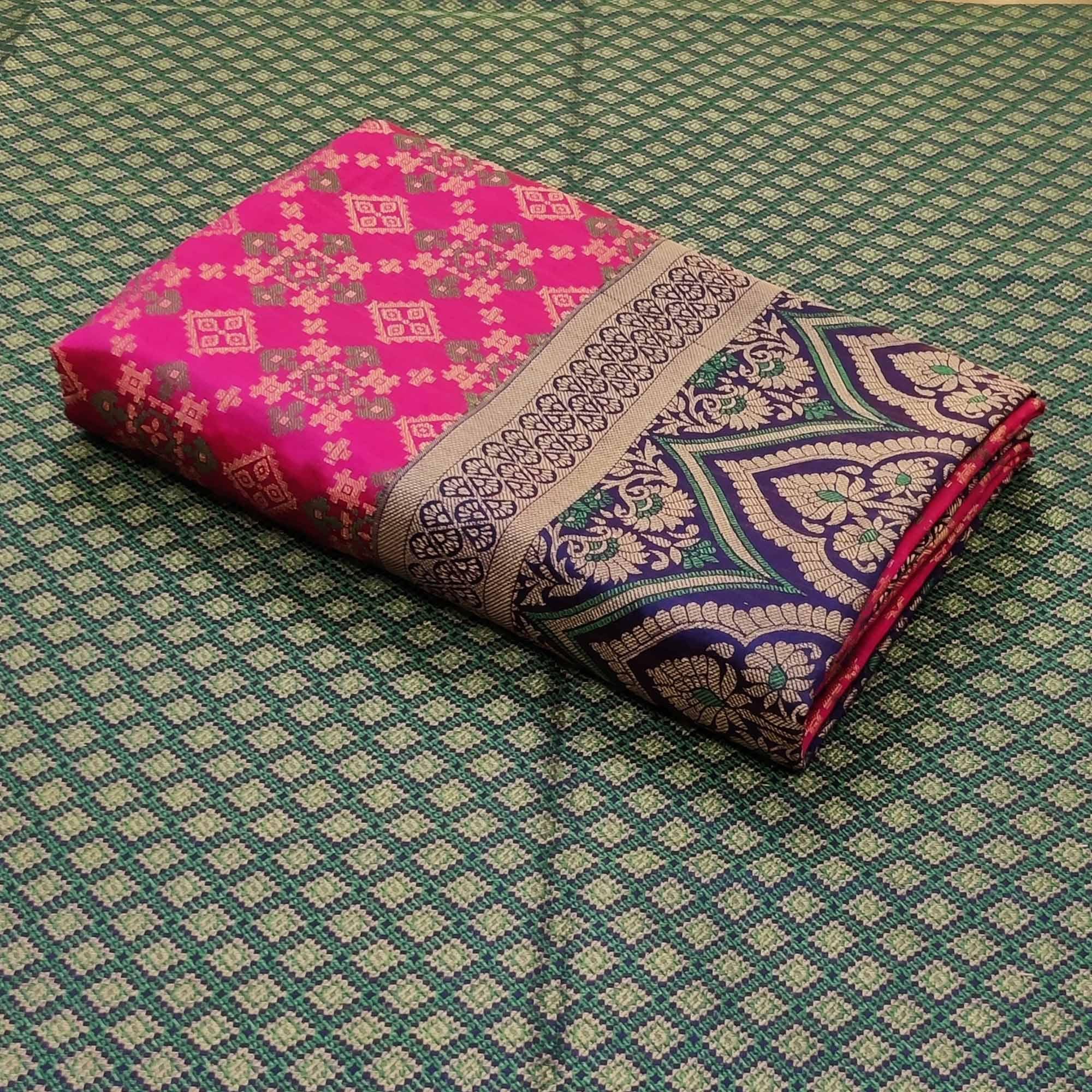 Dark Pink Festive Wear Woven Patola Silk Saree - Peachmode