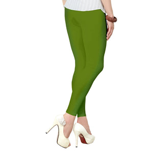 Dazzling Green Colored Casual Wear Ankle Length Leggings - Peachmode