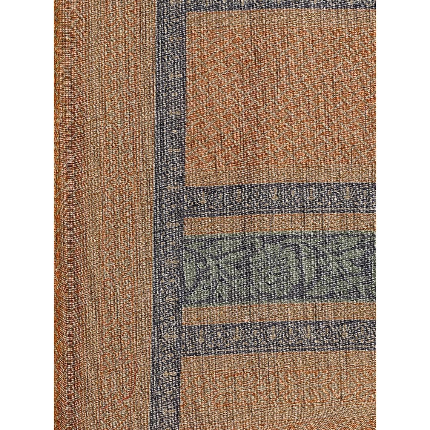 Dazzling Grey - Mustard Colored Casual Wear Printed Silk blend Saree - Peachmode