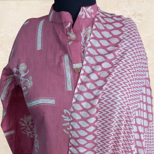 Dazzling Pink Colored Casual Wear Printed Pure Cotton Kurti With Dupatta - Peachmode