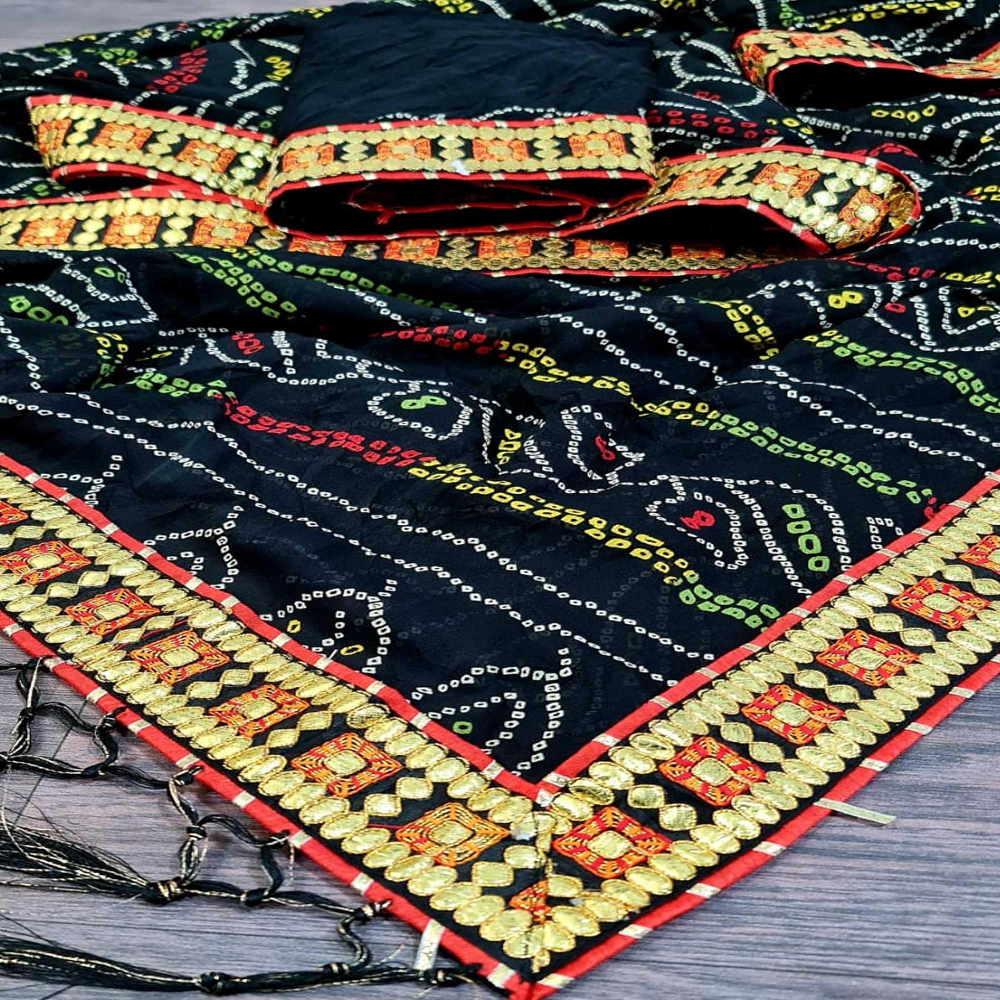 Delightful Dark Navy Blue Colored Festive Wear Woven Moss Georgette Saree - Peachmode