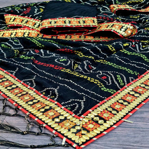 Delightful Dark Navy Blue Colored Festive Wear Woven Moss Georgette Saree - Peachmode