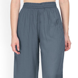 Delightful Gray Colored Casual Wear Rayon Palazzo - Peachmode