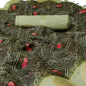 Delightful Mehendi Green Colored Festive Wear Woven Silk Saree - Peachmode