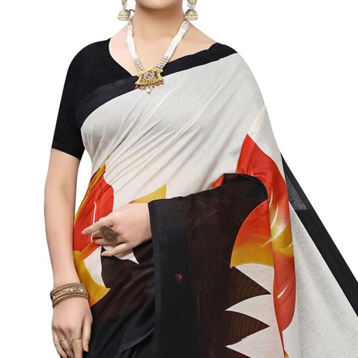 Delightful Red Colored Casual Wear Floral Printed Art Silk Saree - Peachmode