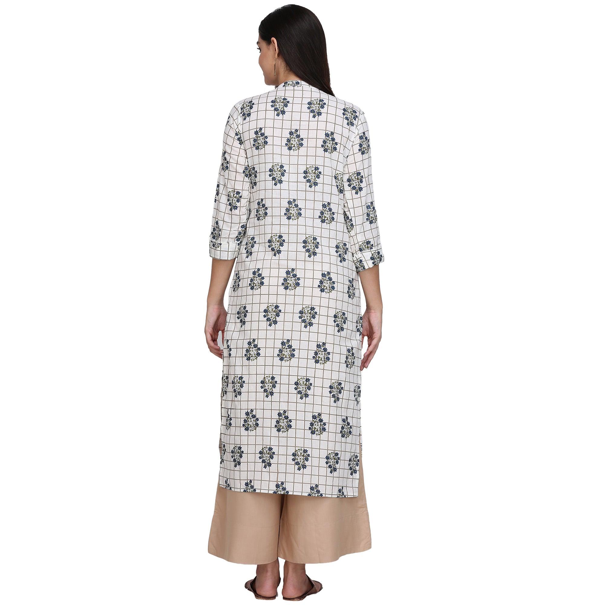 Demanding White Colored Casual Printed Cotton Kurti - Peachmode