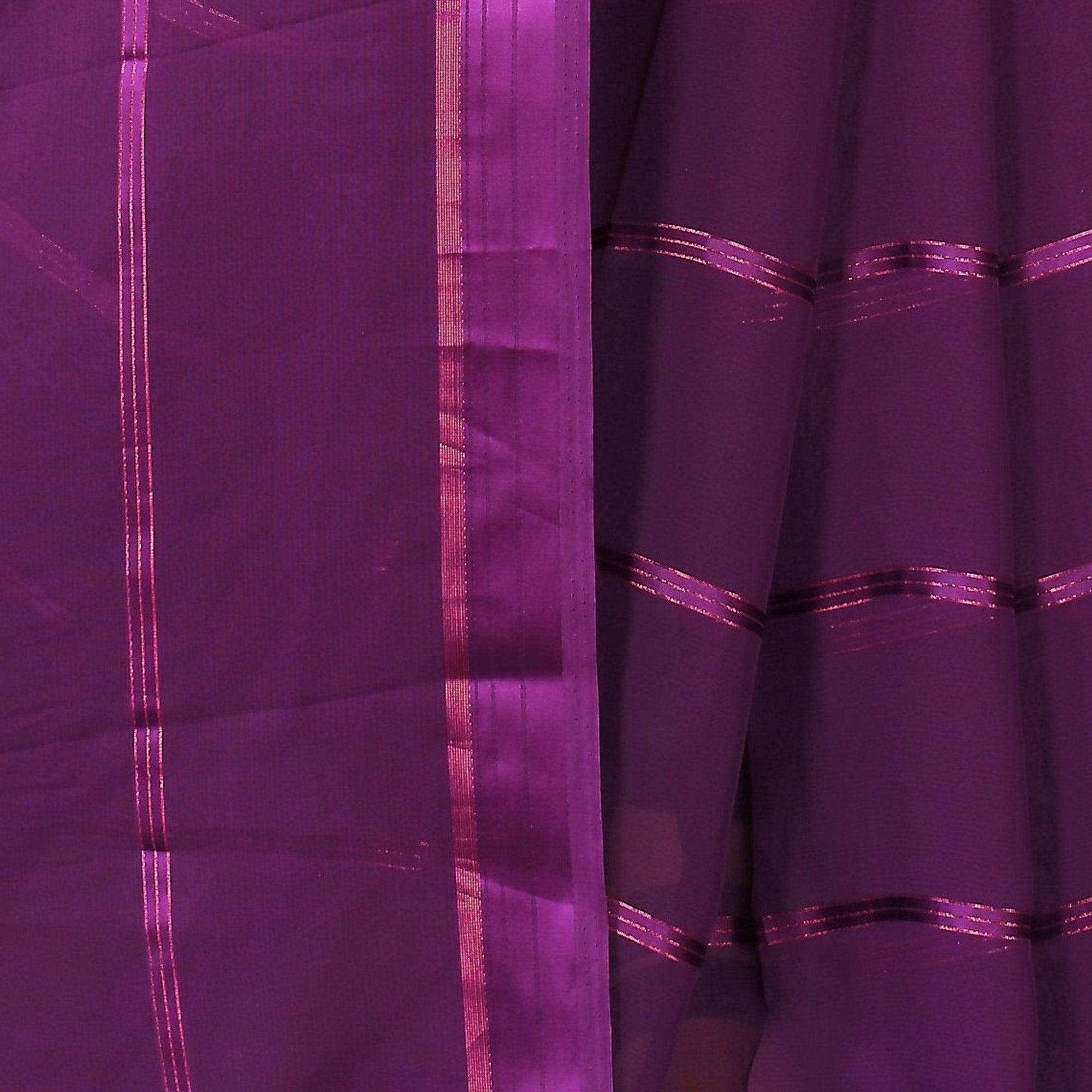 Demanding Wine Colored Casual Wear Georgette Saree - Peachmode