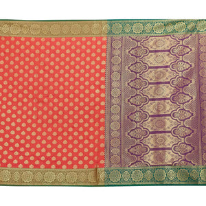 Desirable Coral Red Colored Festive Wear Woven Art Silk Saree - Peachmode