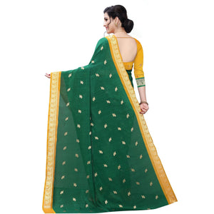 Desirable Green Colored Festive Wear Woven Vichitra Silk Saree - Peachmode