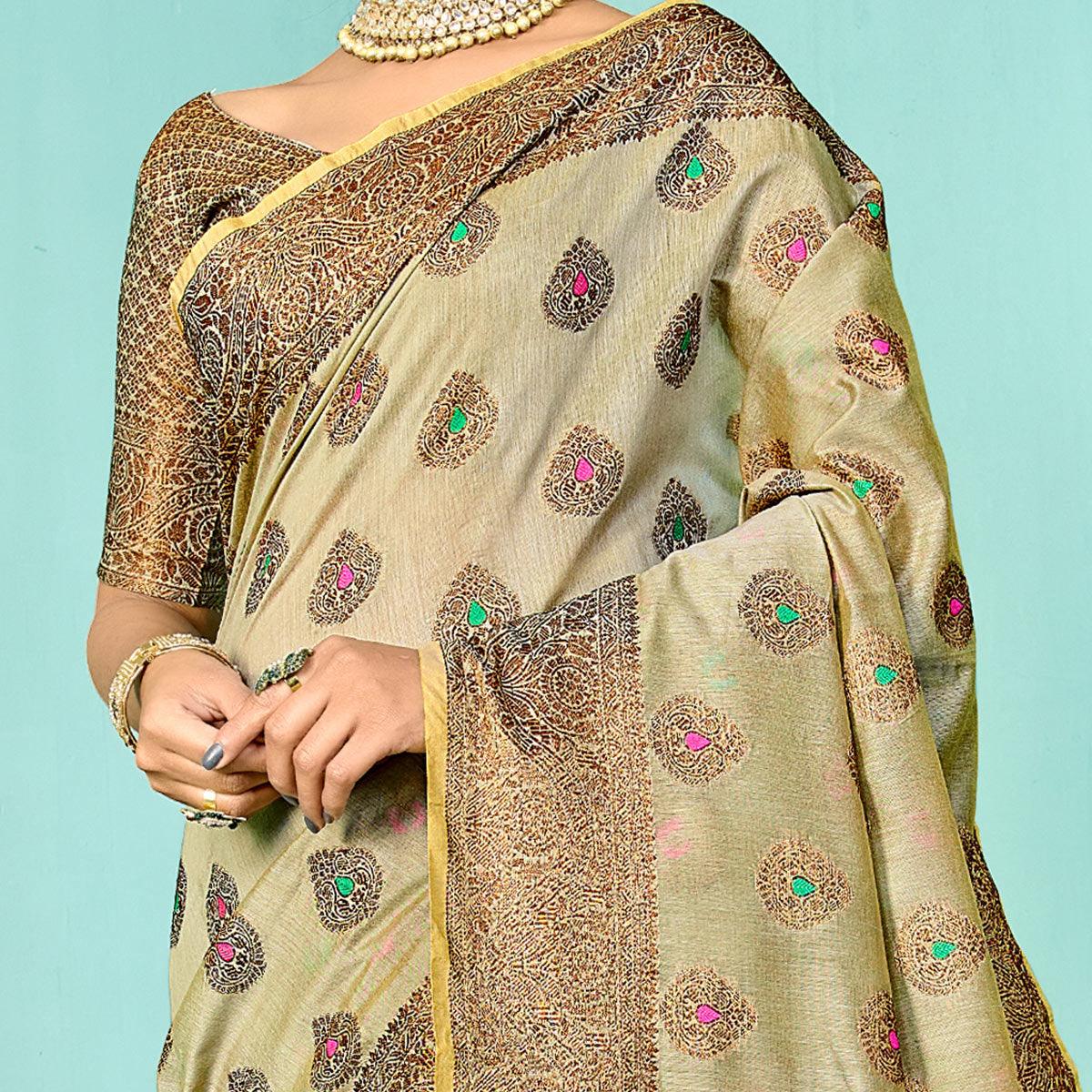 Desirable Light Green Festive Wear Woven Designer Silk Saree - Peachmode