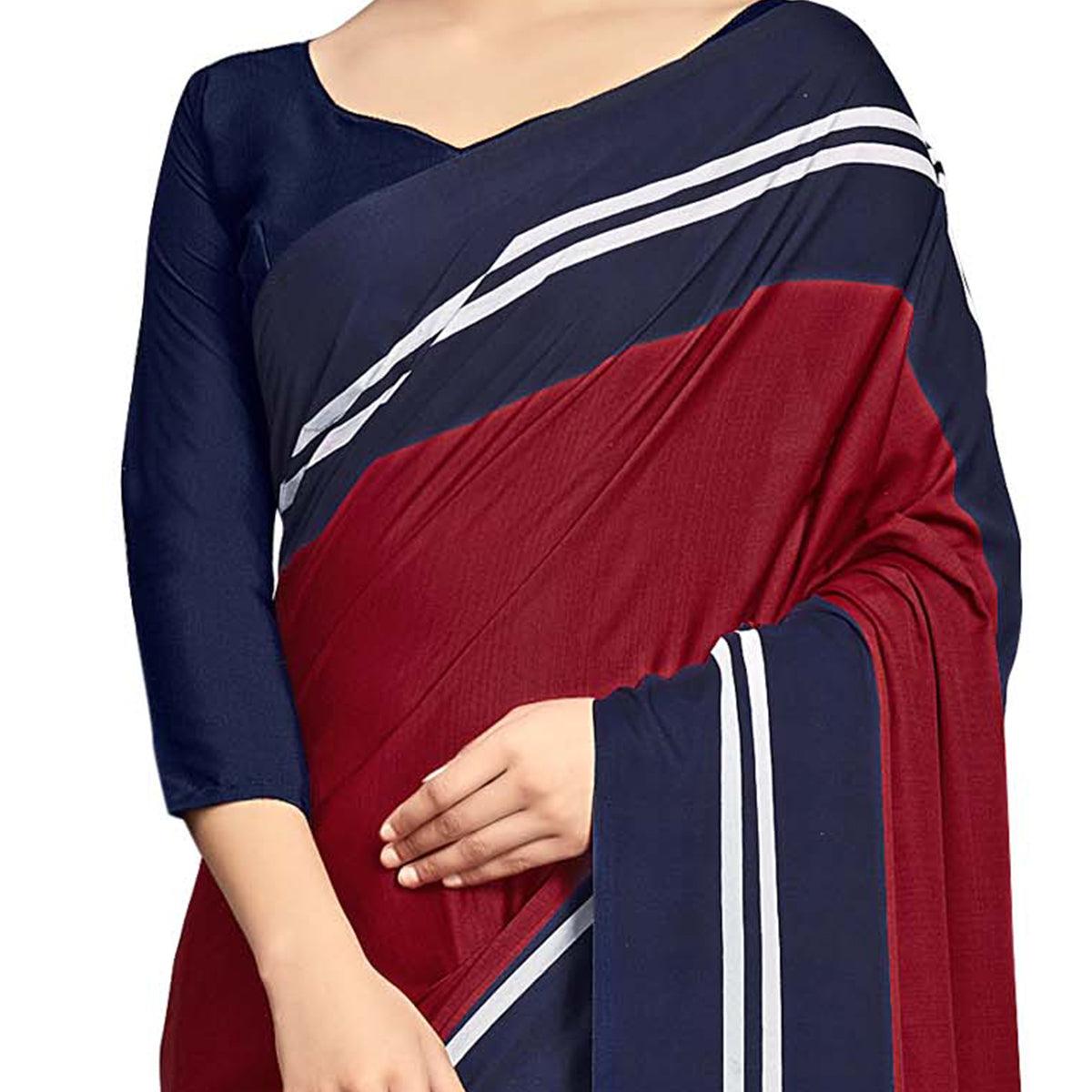 Desirable Maroon Colored Casual Wear Printed Crepe Saree - Peachmode