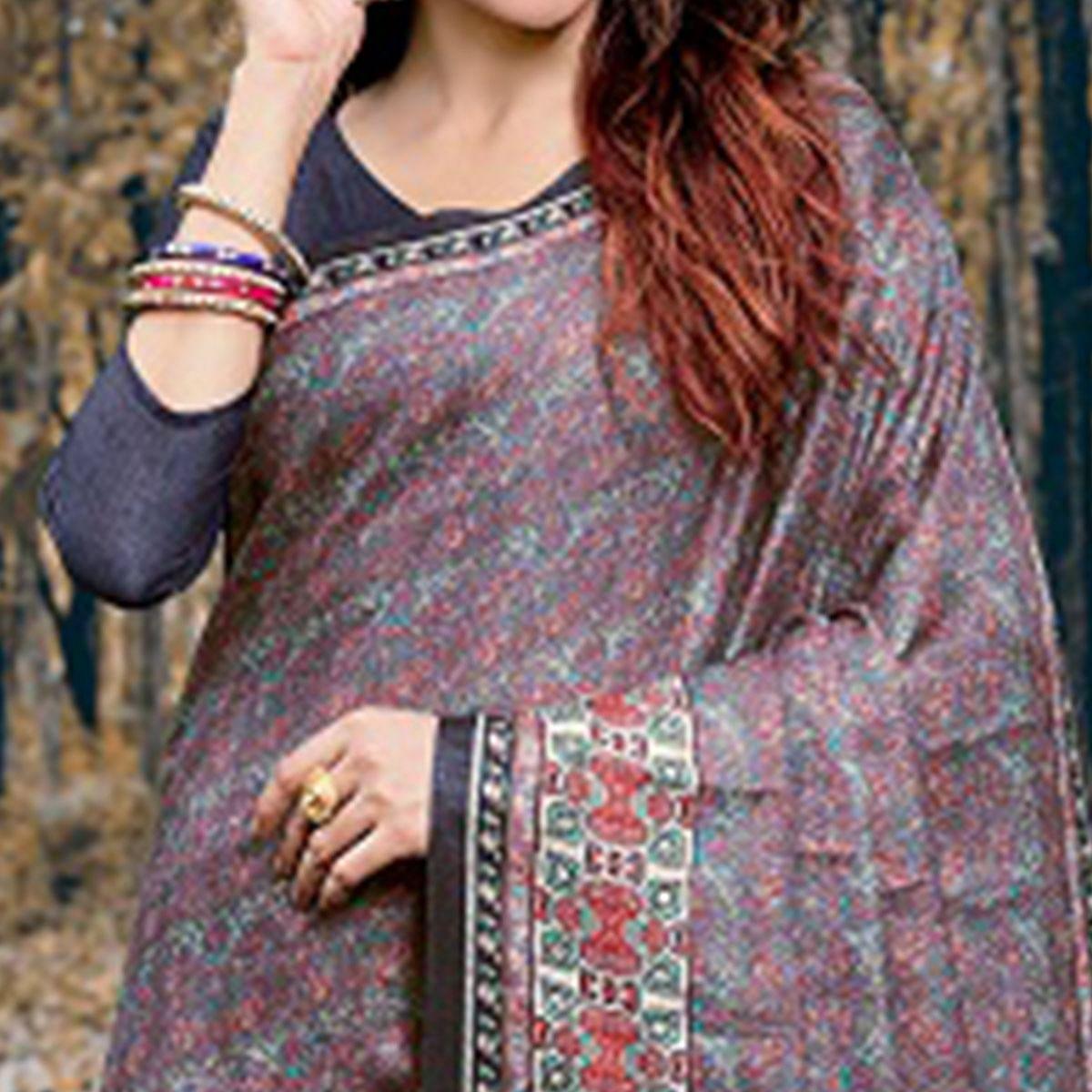 Desirable Multi Colored Festive Wear Printed Art Silk Saree - Peachmode