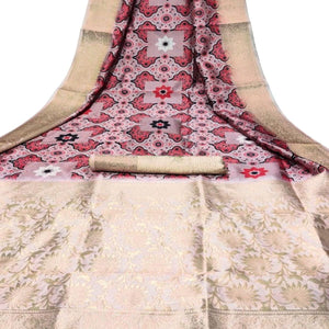 Desirable Peach Colored Festive Wear Digital Printed Silk Saree - Peachmode