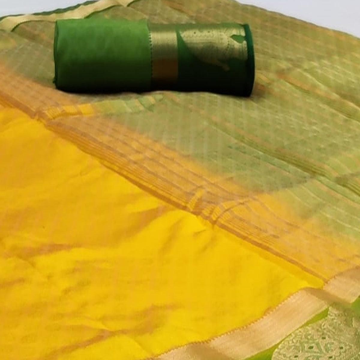 Desirable Yellow Coloured Festive Wear Woven Art Silk Saree - Peachmode
