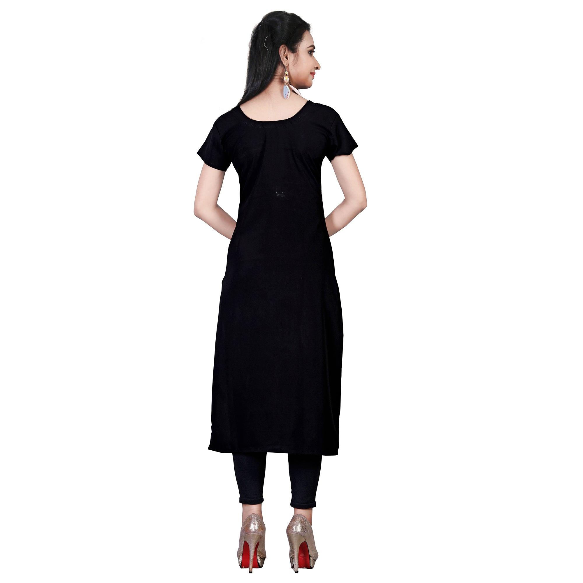 Different Black-White Colored Casual Printed Crepe Kurti - Peachmode