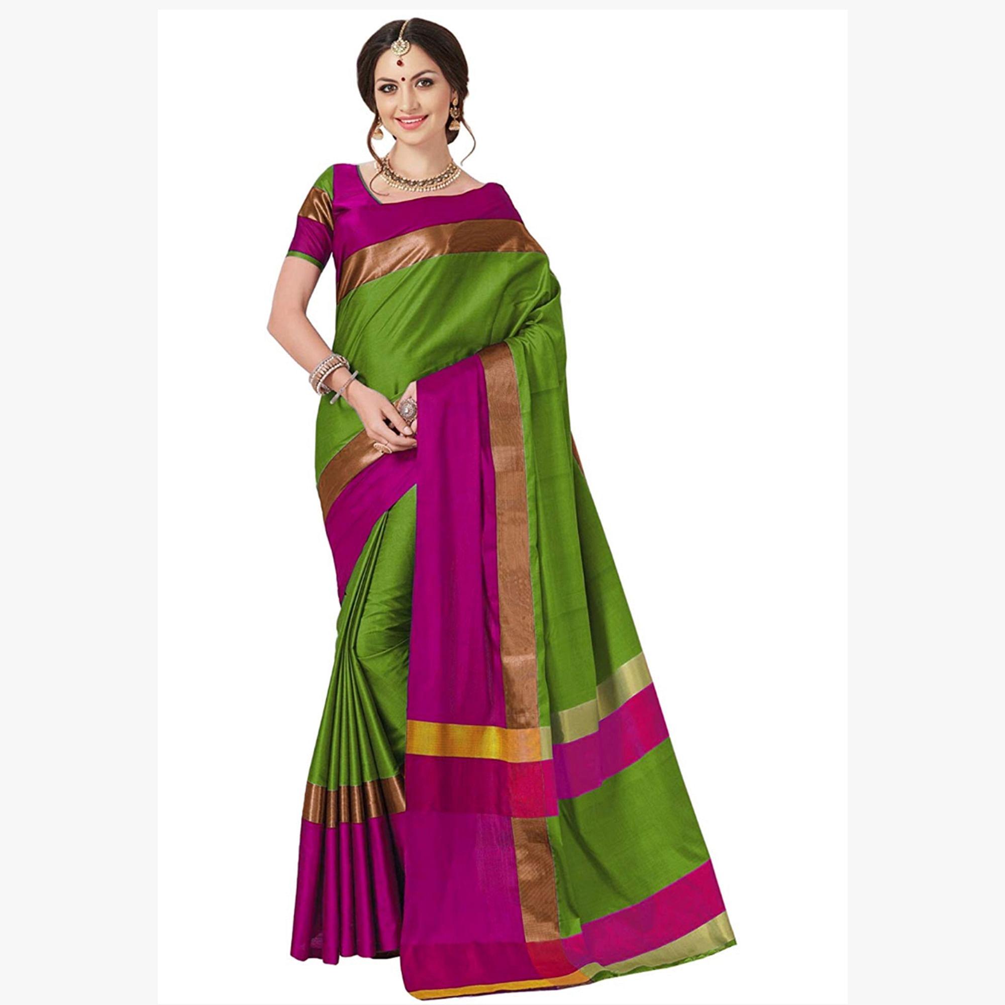 Elegant Green Colored Festive Wear Art Silk Saree - Peachmode