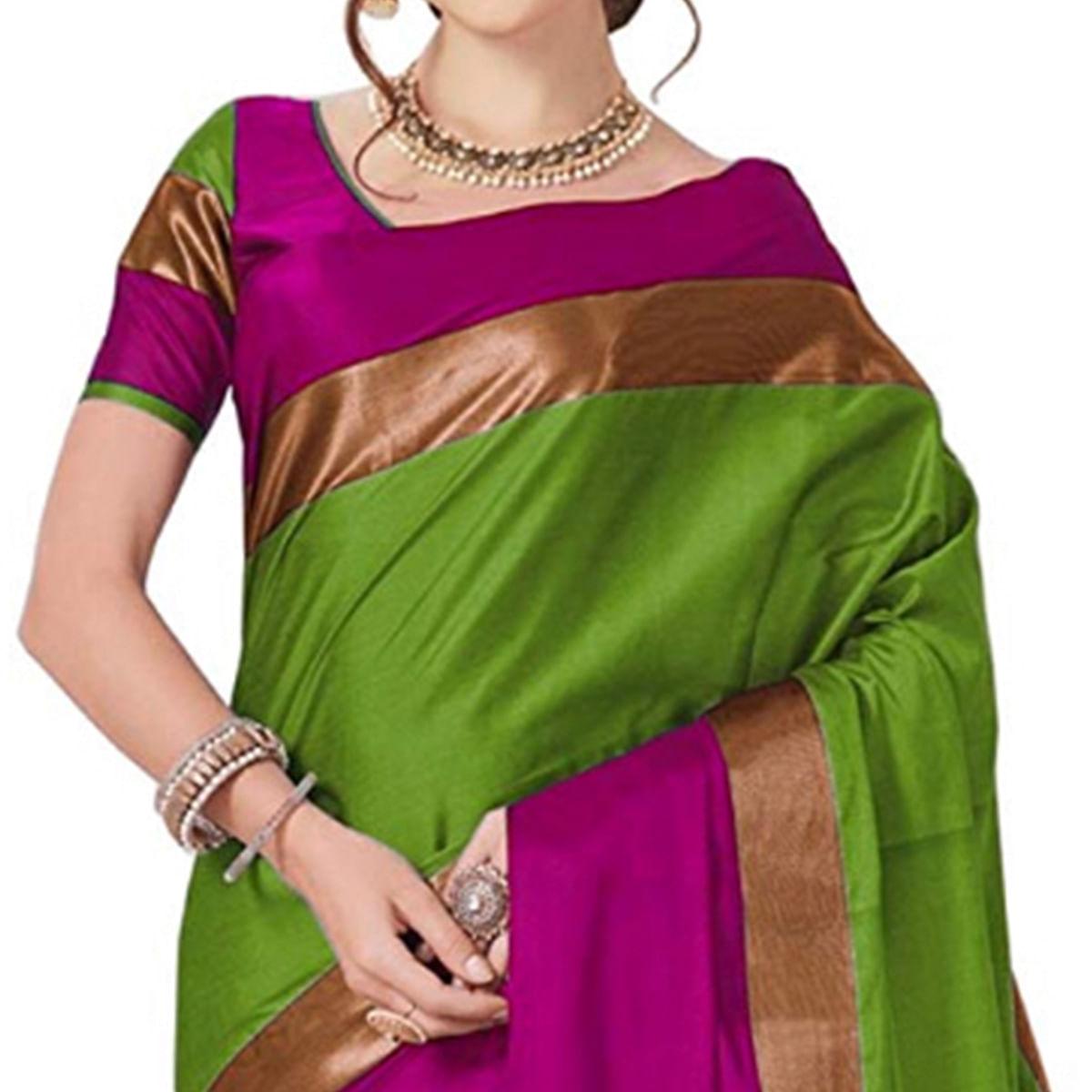 Elegant Green Colored Festive Wear Art Silk Saree - Peachmode