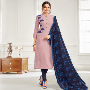 Elegant Light Purple Colored Casual Wear Printed Chanderi Dress Material - Peachmode