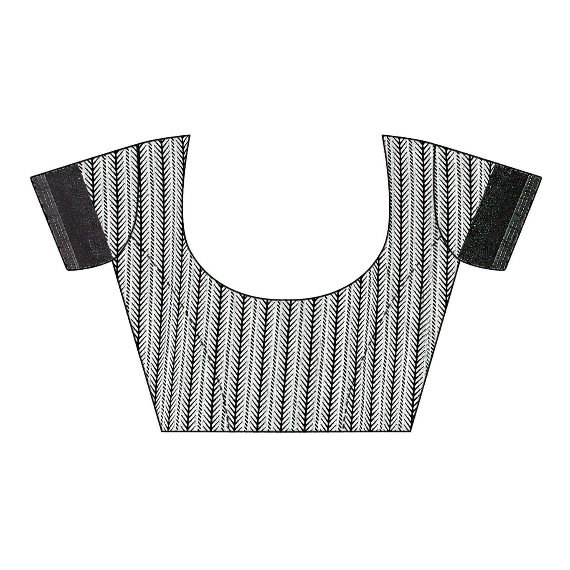 Elegant Offwhite Colored Casual Wear Printed Cotton Saree - Peachmode