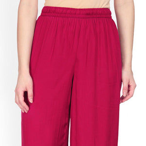 Elegant Pink Colored Casual Wear Rayon Palazzo - Peachmode