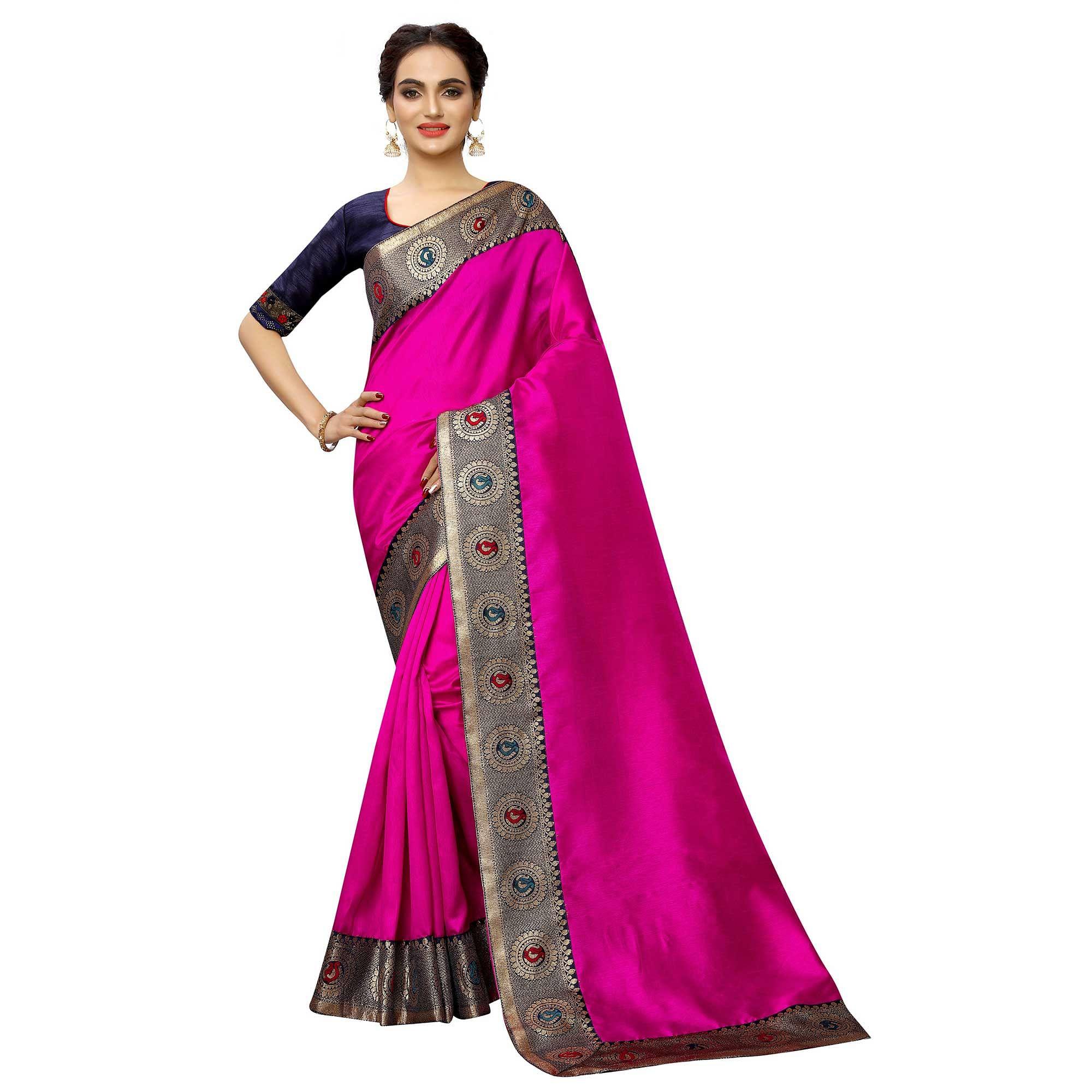 Elegant Pink Colored Festive Wear Printed Georgette saree - Peachmode