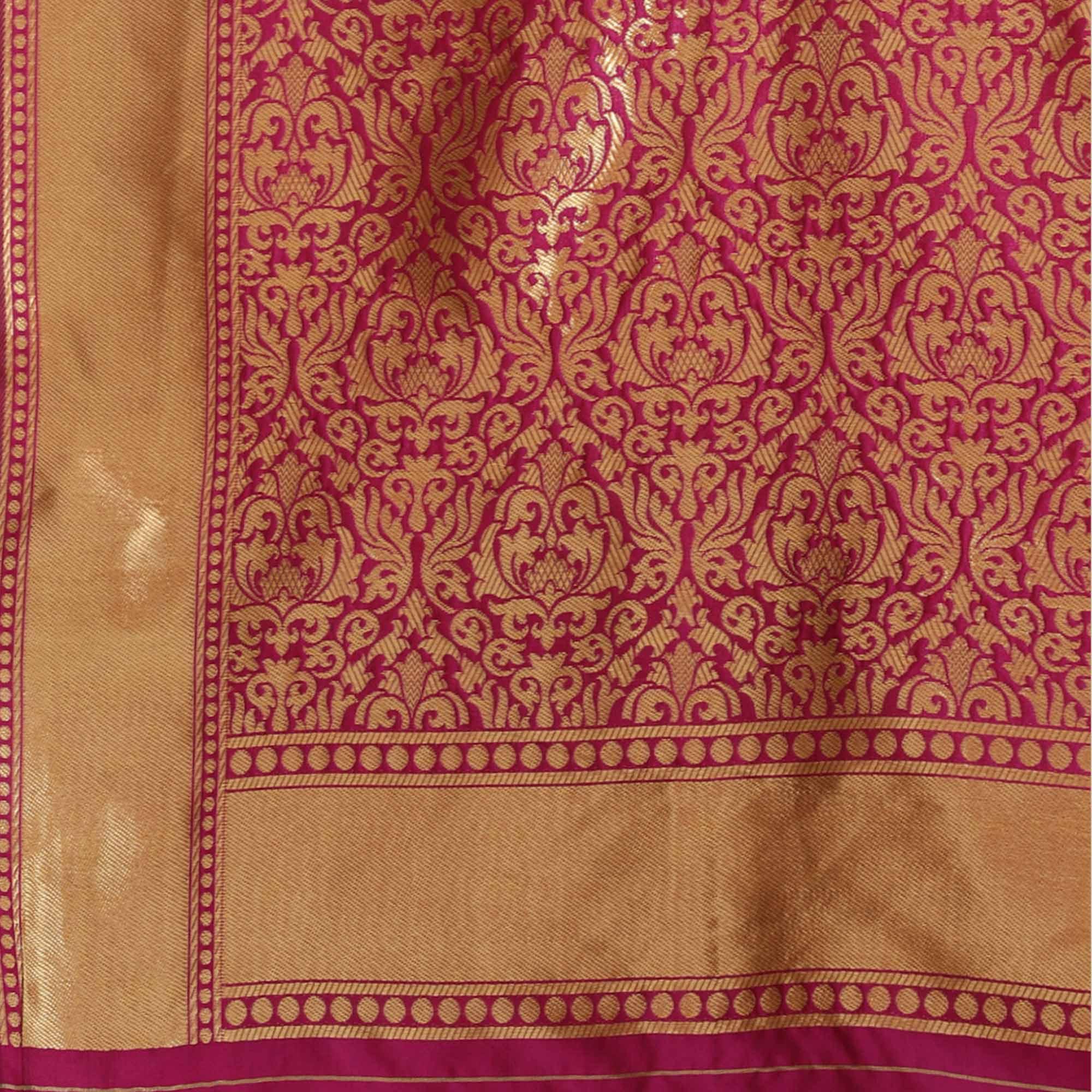 Elegant Pink Colored Festive Wear Woven Silk Blend Saree - Peachmode