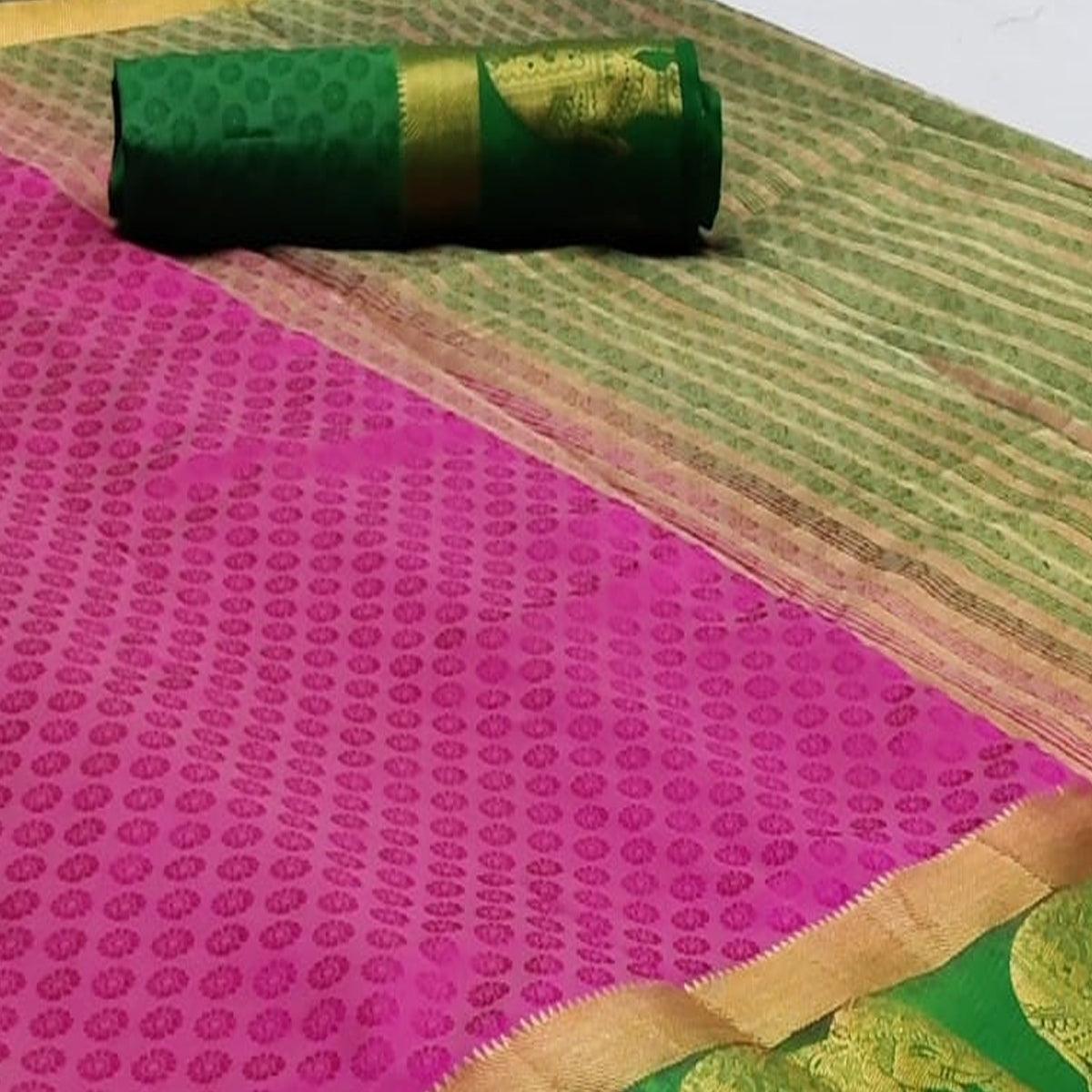 Elegant Pink Coloured Festive Wear Woven Art Silk Saree - Peachmode