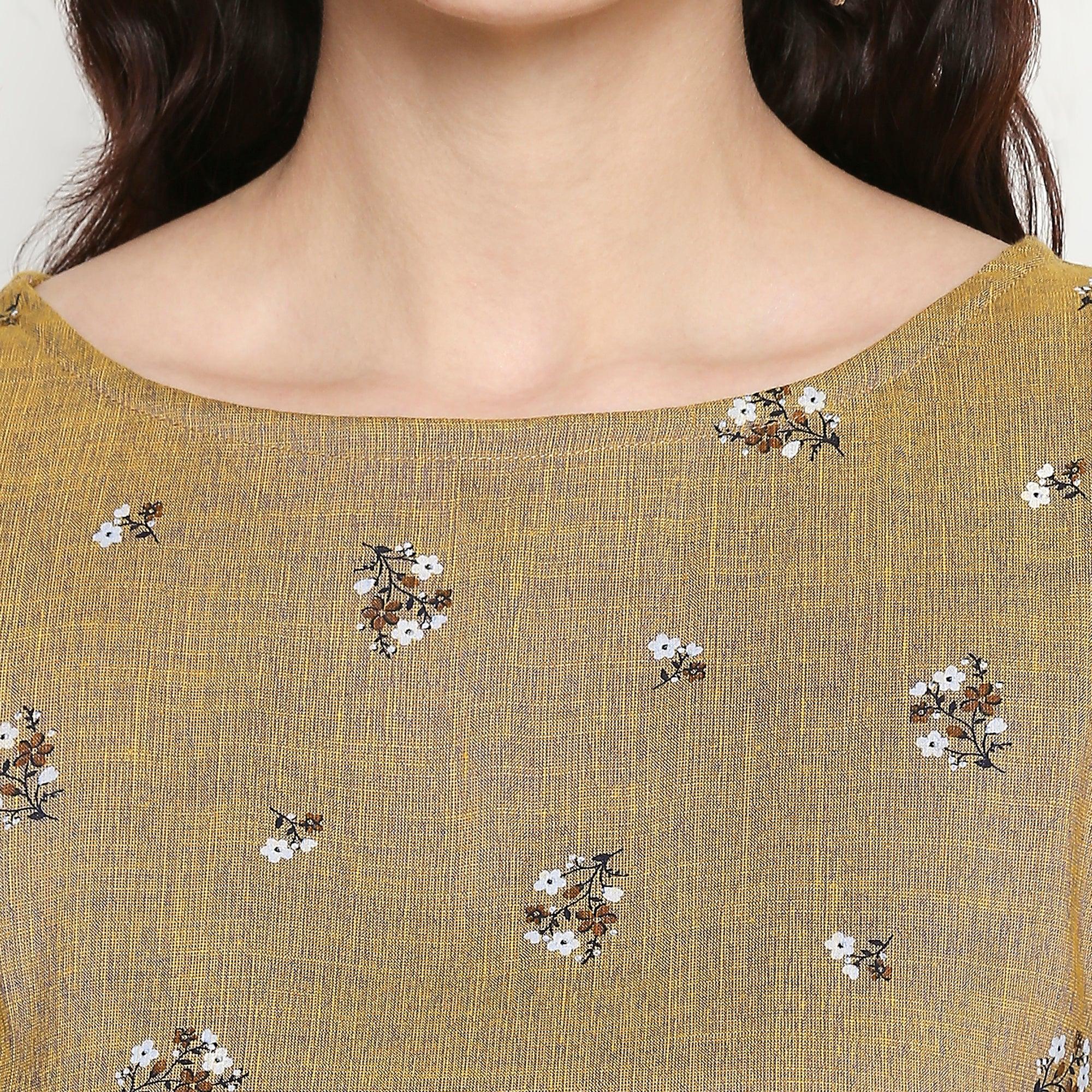 Energetic Brown Colored Casual Wear Printed Cotton Western Top - Peachmode