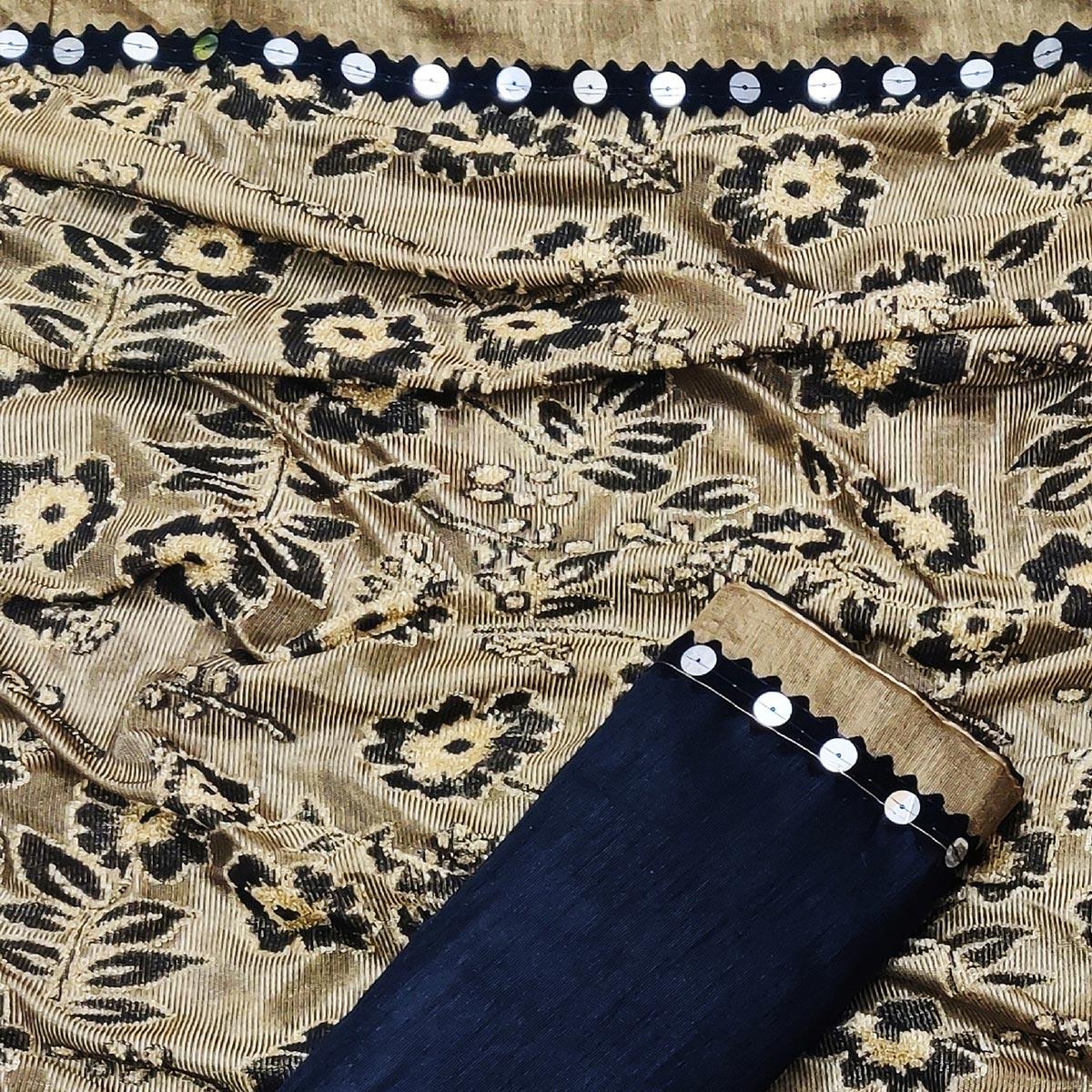 Engrossing Beige Colored Festive Wear Floral Woven Art Silk Saree - Peachmode