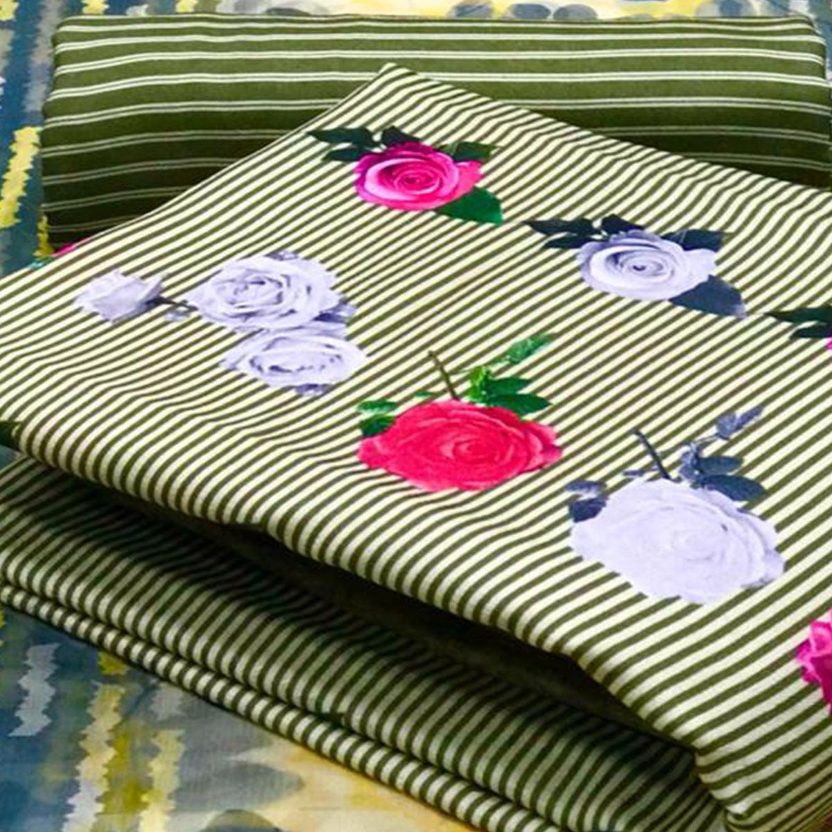 Engrossing Light Green Colored Casual Wear Printed Pashmina Dress Material - Peachmode