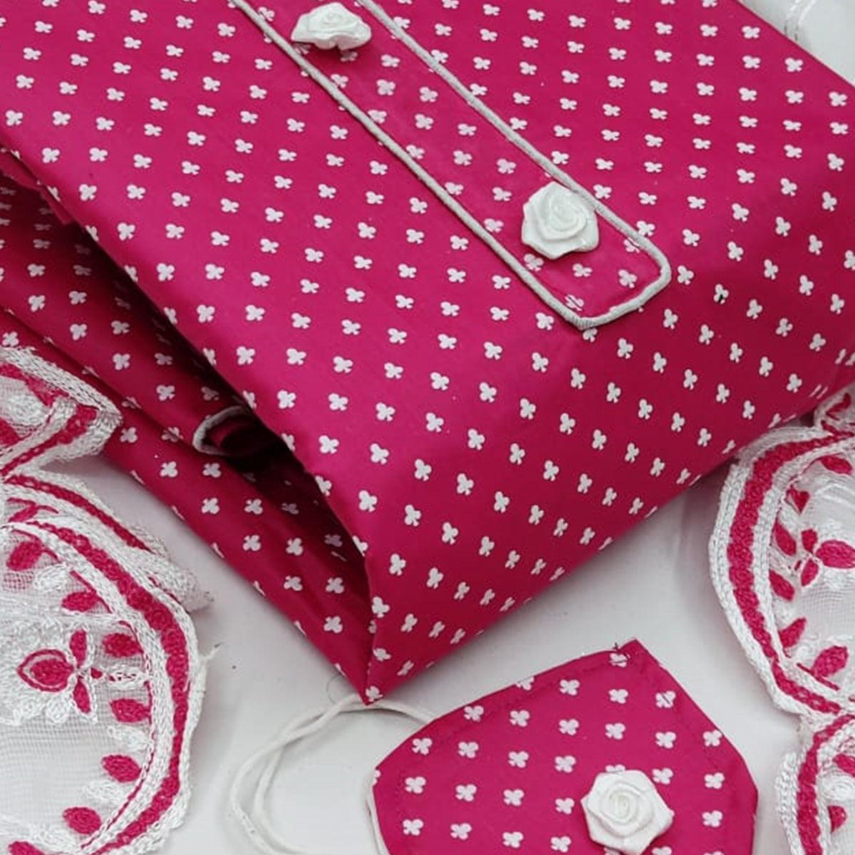 Engrossing Pink Colored Casual Wear Printed Cotton Dress Material - Peachmode